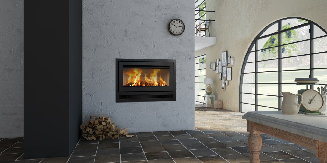 Indbyggede pejseindsats i sort fra Lotus